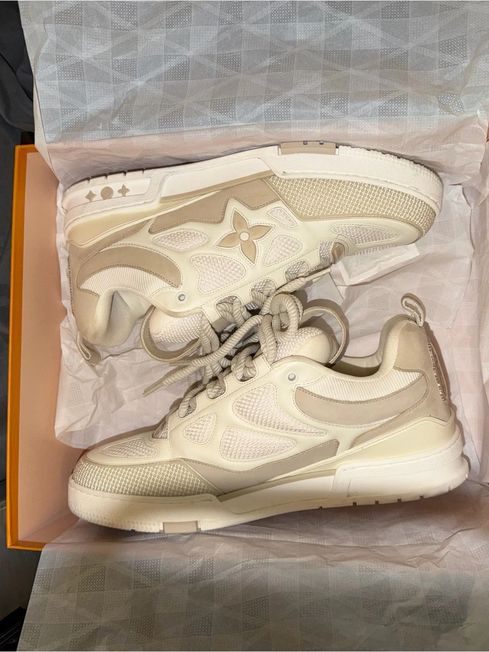 Louis Vuitton Cream & Beige Low-Top Sneakers